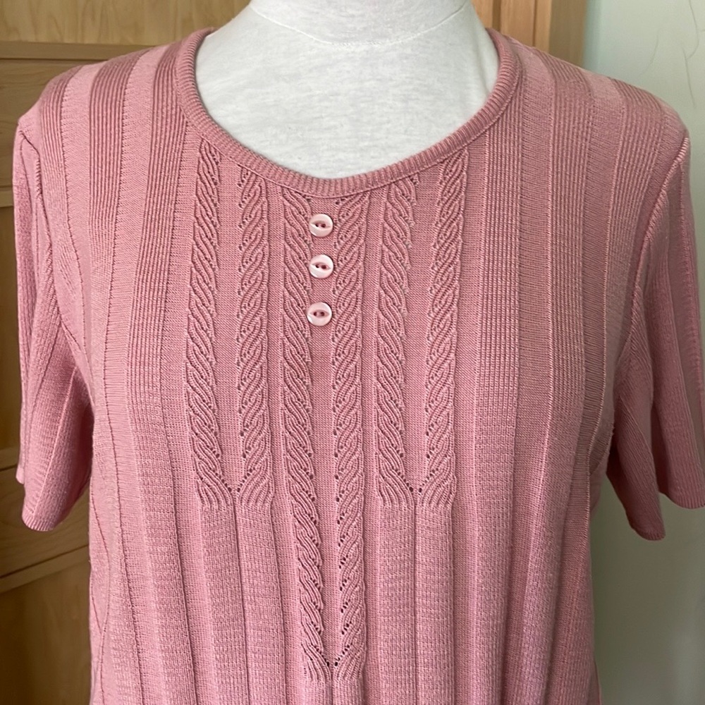 🔥 2 for $30 🇨🇦 VINTAGE TRADITIONS Dusty Rose Knit Short Sleeved Top, Size 10/12